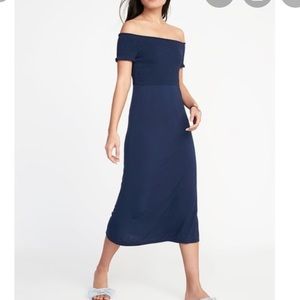 Smocked off shoulder dress